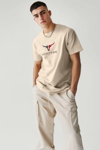 T-Shirt in Ecru color with Goat Attitude Print