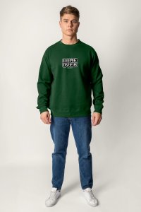 Sweatshirt in Green Color with Retro Game Over Print