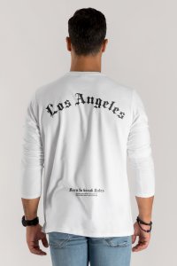 Long Sleeve T-shirt in White Color with LA Rules Print