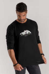 Long Sleeve T-shirt in Black Color with Fastest Beetle Print