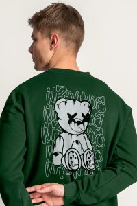 Sweatshirt in Green Color with Worldwide Teddy Print