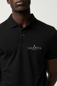 Polo Shirt Slim Fit in Black Color with Valencia Minimal stamp