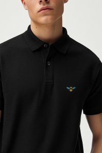Polo Shirt Slim Fit in Black Color with Bee stamp
