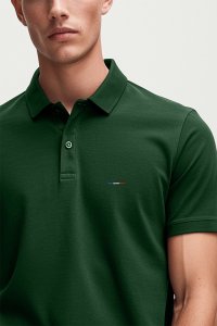 Polo Shirt Slim Fit in Green Color with French Stripe stamp