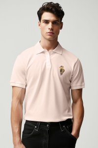 Polo Shirt Slim Fit in Pink Color with Rich Teddy stamp