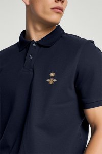 Polo Shirt Slim Fit in Blue Color with Bee King stamp