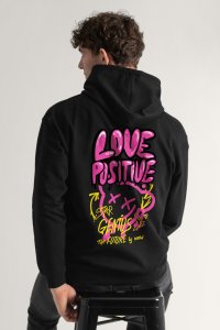 Hoodie in Black Color with Love Positive Print