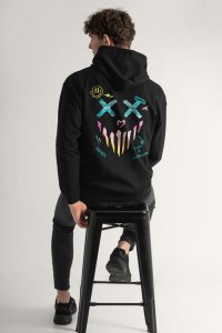 Hoodie in Black Color with Rebel Smiley Print
