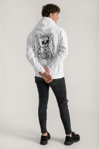 Hoodie in White Color with Worldwide Teddy Print