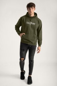 Hoodie in Khaki Color with Self Made Man Print