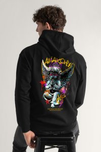 Hoodie in Black Color with Anarchy Angel Print