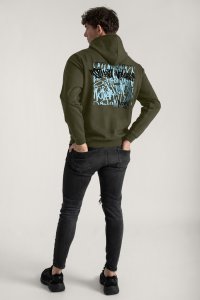 Hoodie in Khaki Color with Street Value Print