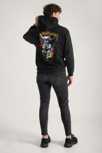 Hoodie in Black Color with Anarchy Angel Print