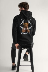Hoodie in Black Color with Stand Out Teddy Print