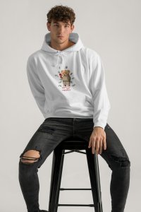 Hoodie in White Color with Supreme Hustler Teddy Print