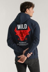 Hoodie in Blue Color with Bulls Eye Print