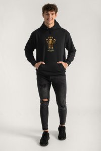 Hoodie in Black Color with Rich Flex Teddy Print