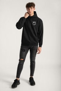 Hoodie in Black Color with Graffiti Smiley Print