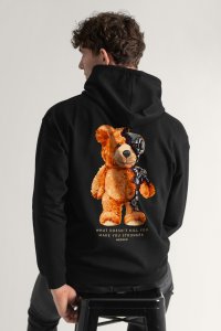 Hoodie in Black Color with Robotic Teddy Print