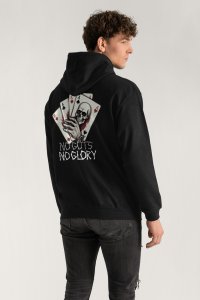 Hoodie in Black Color with No Guts No Glory Print