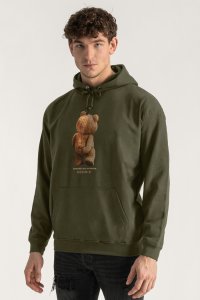 Hoodie in Khaki Color with Teddys Opinion Print