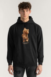 Hoodie in Black Color with Teddys Opinion Print
