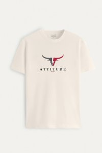T-Shirt in Ecru color with Goat Attitude Print