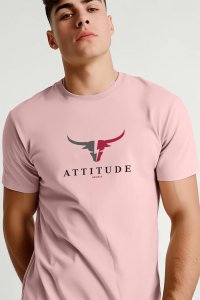 T-Shirt in Pink color with Goat Attitude Print