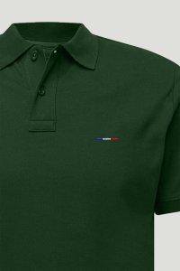 Polo Shirt Slim Fit in Green Color with French Stripe stamp