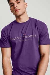 T-Shirt in Purple color with Saint Tropez Riviera Print