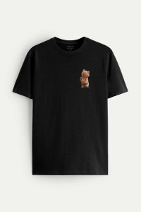 T-Shirt in Black color with Teddys Opinion Print