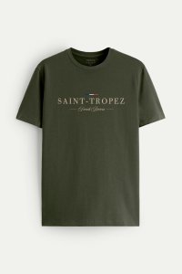 T-Shirt in Khaki color with Saint Tropez Riviera Print