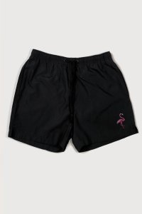 Swimming Shorts in Black Color with Flamingo Print
