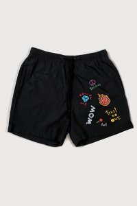 Swimming Shorts in Black Color with Wow Believe Me Print