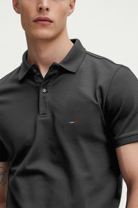 Polo Shirt Slim Fit in Iron Grey Color with French Stripe stamp