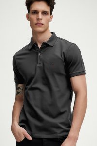 Polo Shirt Slim Fit in Iron Grey Color with French Stripe stamp