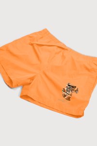 Swimming Shorts in Orange Color with Cheers Teddy Print