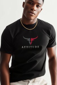 T-Shirt in Black color with Goat Attitude Print