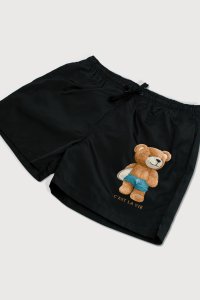 Swimming Shorts in Black Color with Cest La Vie Teddy Print