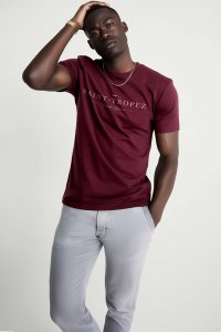 T-Shirt in Bordeaux color with Saint Tropez Riviera Print