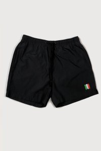 Swimming Shorts in Black Color with Italy Painted Stripe Print
