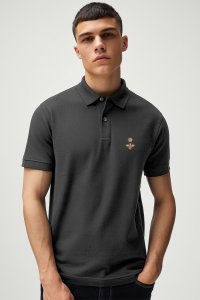 Polo Shirt Slim Fit in Iron Grey Color with Bee King stamp