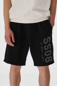 Shorts in Black color with Lift Like A Big Boss stamp