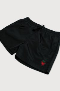 Swimming Shorts in Black Color with Red Strawberry Print