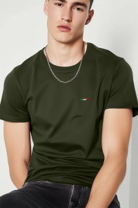 T-Shirt in Khaki color with Italian Stripe Print