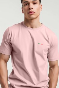 T-Shirt in Pink color with Italian Stripe Print