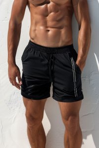 Swimming Shorts in Black Color with Paris Print