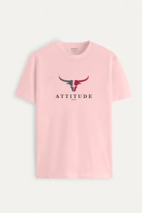 T-Shirt in Pink color with Goat Attitude Print