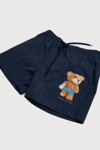 Swimming Shorts in Blue Color with Cest La Vie Teddy Print