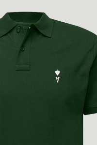 Polo Shirt Slim Fit in Green Color with Ace Reversed stamp